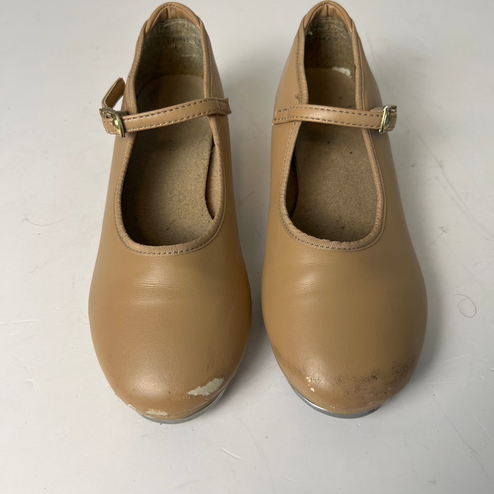 Capezio Tap Shoes Kids 2M Tan Mary Jane Buckle Strap T9415C Dance Performance